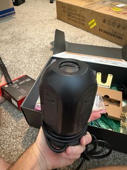 Black Tower Power Strip with Outlets