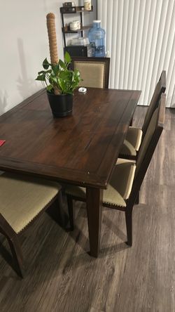 Dark Wood Dining Table with Chairs