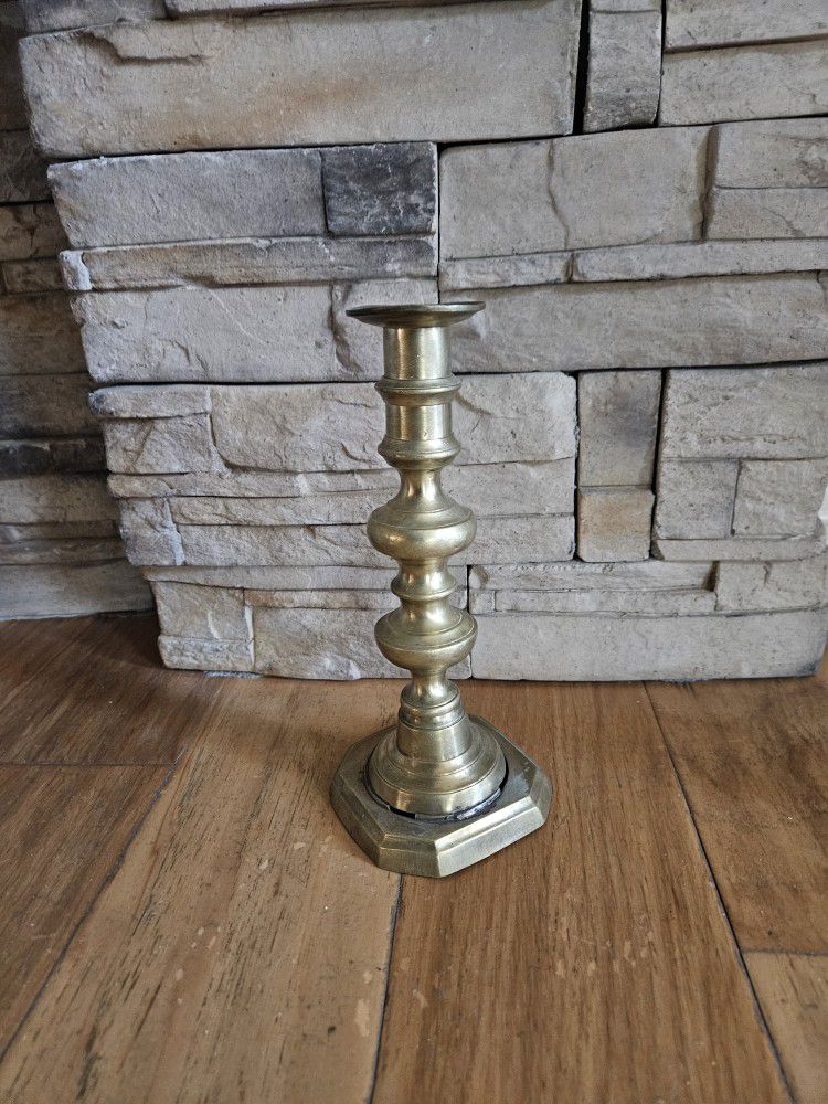 Brass Candle Stick Holder. 9 Inches Tall.