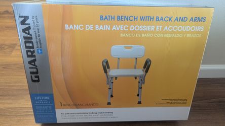 Adjustable Shower Chair Seat with Padded Armrests and Back
