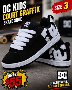 DC Kids Court Graffik Skate Shoe Size 3