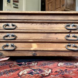 Wormwood Table with 6 Flat File Drawers