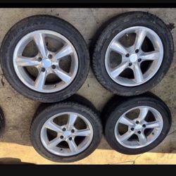 4 — 195/55r15  4x100 4x3.93 Mazda Miata ND Civic Corolla Fit Xa Xb Ia Yaris Wheels Rims 80% Treads Tires!!!