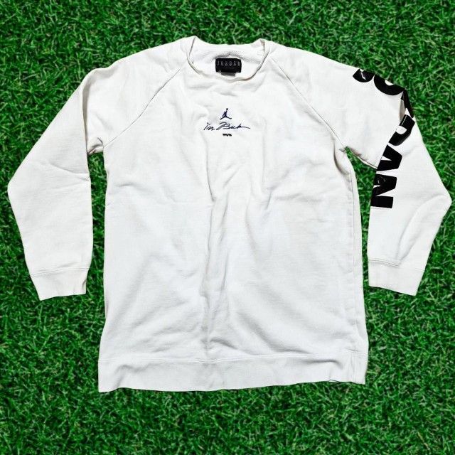 Jordan Legacy AJ11 Fleece Crew Sweatshirt Mens Large "Im Back 95-96" White 