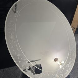 Large Round Etched Floral Wall Mirror