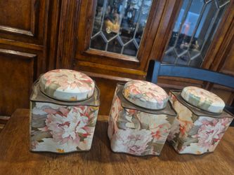 Vintage metal small canisters