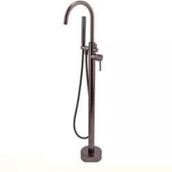 2-Handle 45.47 in. Freestanding Floor Mount Tub Faucet Bathtub Filler with Hand Shower in Brushed Bronze