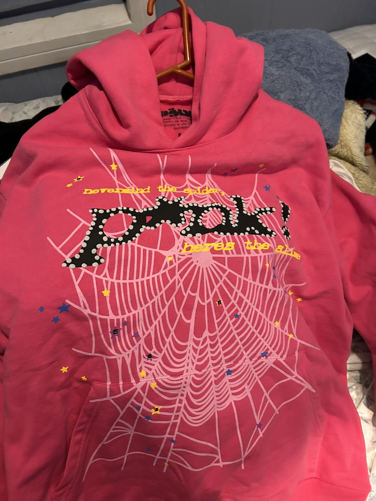 pink sp5der hoodie 