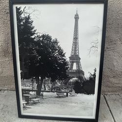 Framed Vintage Poster of Eiffel Tower in Paris Printed in England