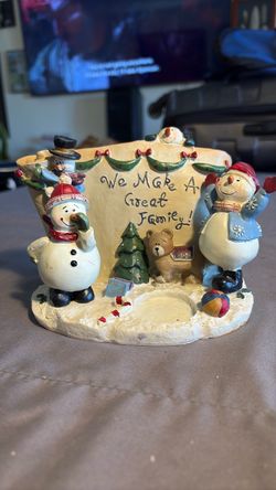 Cobble Creek T-Lite Holder #5547 Snowman Family New Tea Light candle holder
