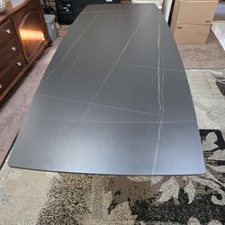 Hobart-Rectangular Matte Sintered Stone Dining Table 71"-95" (Seats 6-8)