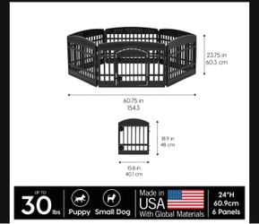 IRIS 4-6 Panel Dog Exercise Playpen with Door, 24-in, Black, 6-panel