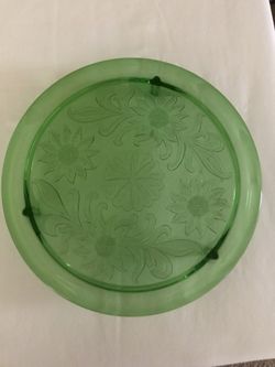 Vintage Cake Plate-10” -green