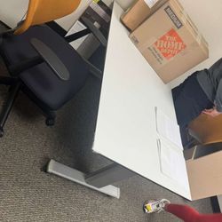 office desk, mini filing cabinet and large cabinet