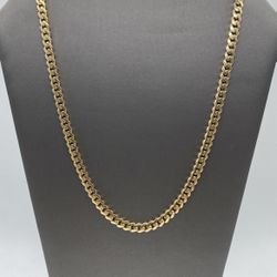 10KT YELLOW GOLD HOLLOW CUBAN LINK CHAIN 22” 24.6G