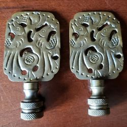 Vintage Chinese Filigree Brass Finials - a Pair

