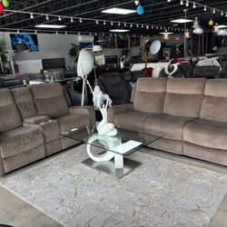 2 Pc Reclining Sofa And Love Only $899
