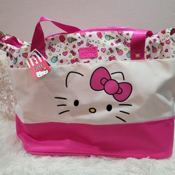  Hello Kitty Pink Duffel Bag Carry On Overnight Travel Pink Tote New With Tags 