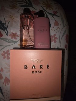 Victoria Secret 3.4 Oz Bare Rose Perfume, Lotion And Spray Mist Set. 