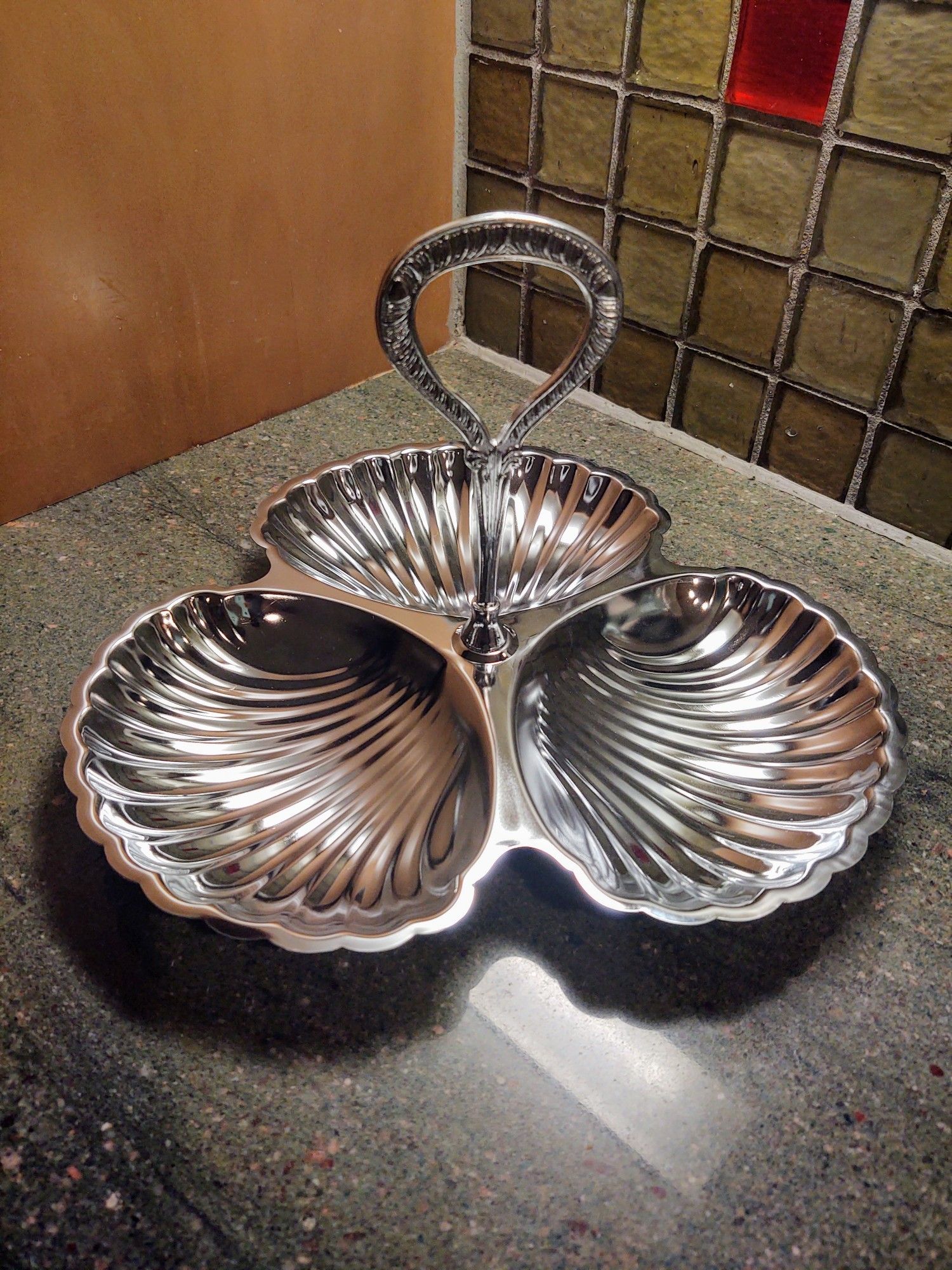 Vintage Chrome Seashell Tid Bit