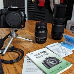 Canon Rebel EOS XSi 450D Camera W/ Setup: 2 Lenses, Accessories Included