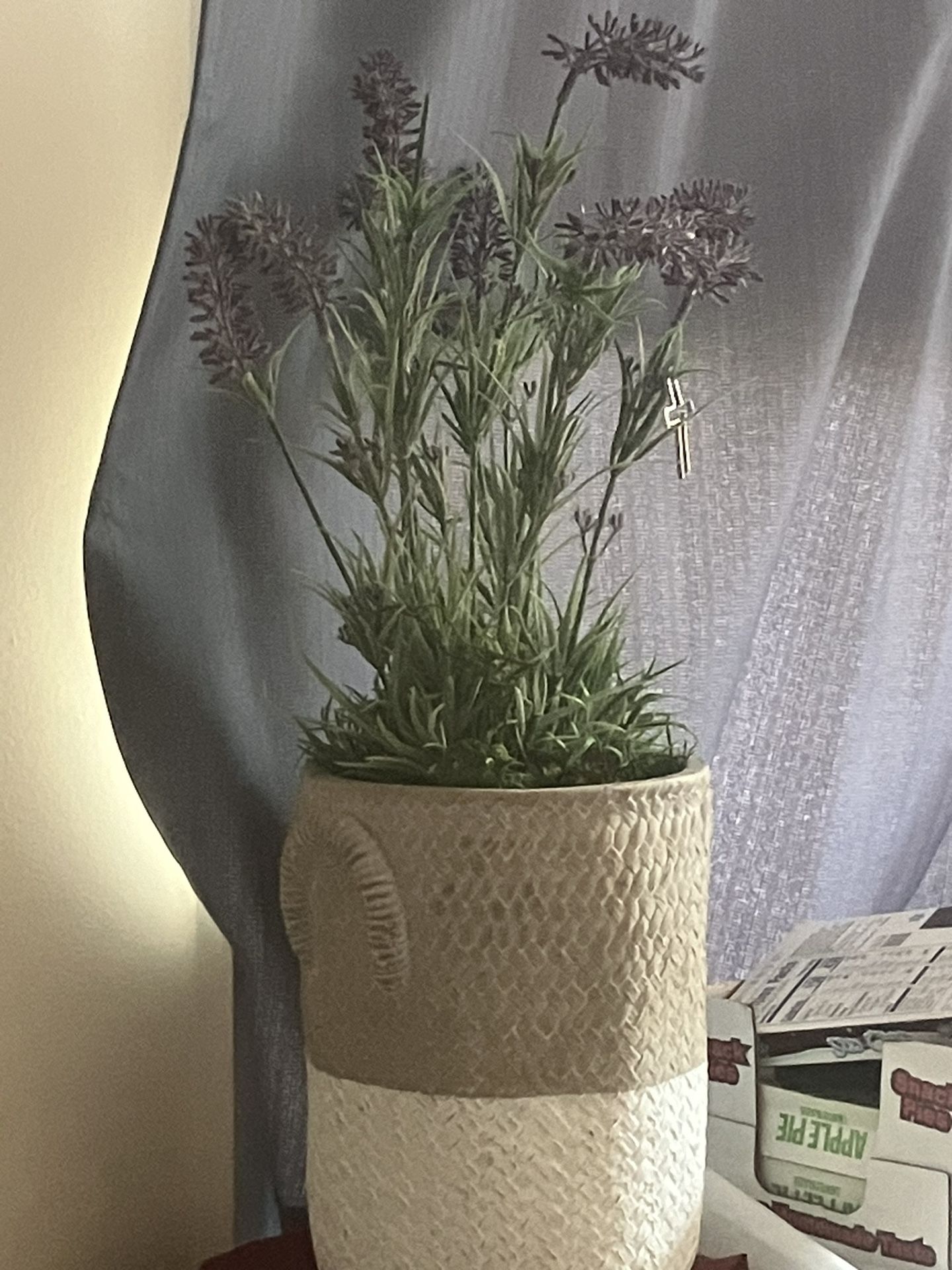 Fake Plant With Chrome Cross