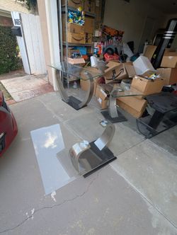 Glass Side Tables And Coffee Table