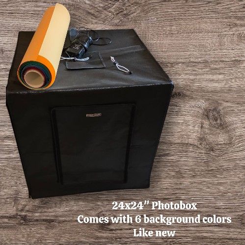 24×24" Photo Light Box w/ 6 Background Colors – Like New! $70