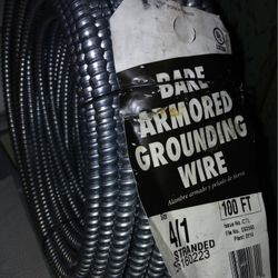 BARE ARMORED GROUNDING WIRE- 100ft.