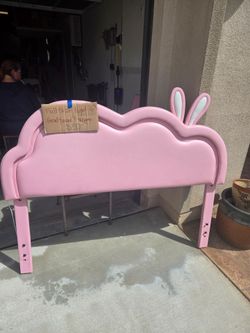 Girls head board and frame pink with lights