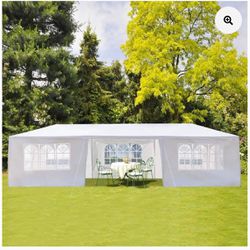  10' x 30 Gazebo Canopy Tent with 6 Removab-White 