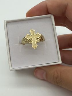 10KT Real Gold Cross Ring For Men
