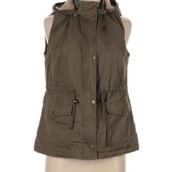 Olive Green Love Tree Vest With Faux Fur Lining 