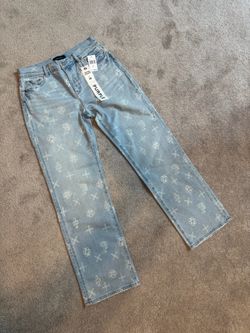PURPLE BRAND Slim Straight Outline Monogram Skinny Jeans ‘Light Indigo’
