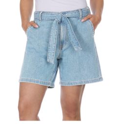 NWT Tommy Hilfiger women Light Blue Denim Tie-Belt Shorts
