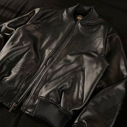 LA Lakers Black Leather Bomber Jacket