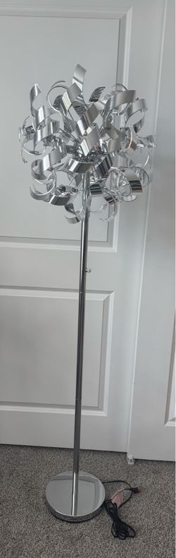 Value City Furniture “Curls” 63" Floor Lamp - Chrome Ribbon (Set of 2)