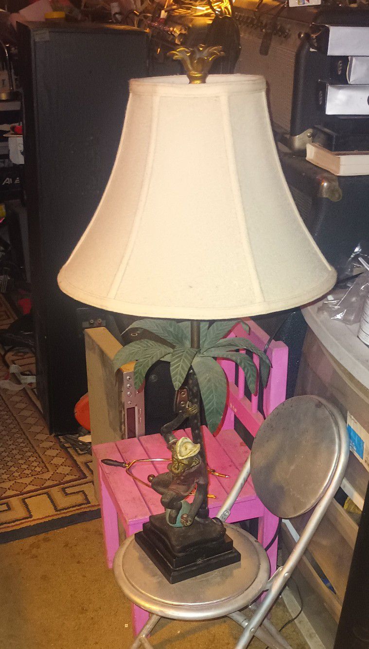 Rare Vintage Tropical Monkey And Tree Lamp
