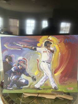 David Ortiz Autographed Print With Artist Peter Max Signed