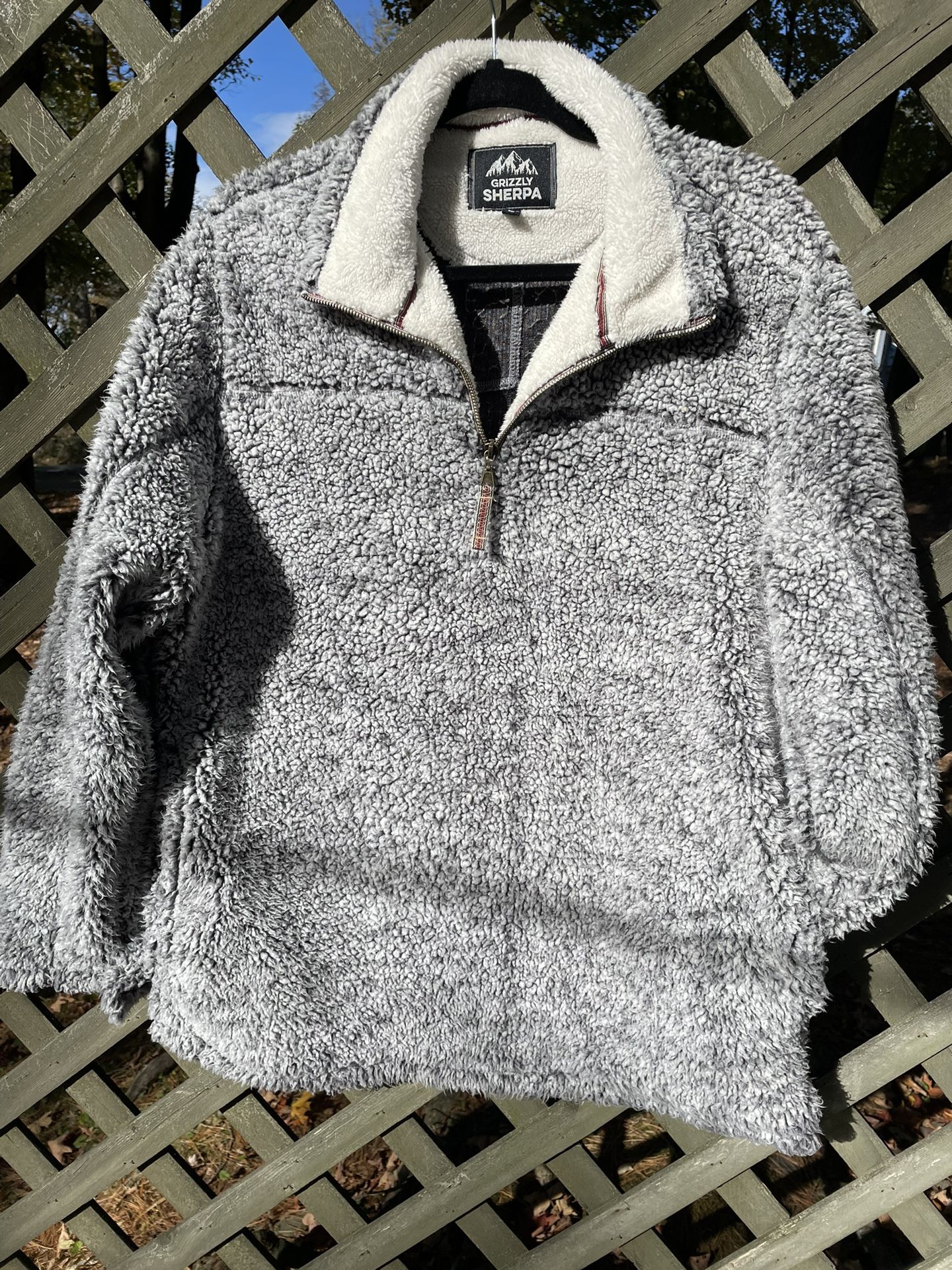 Grizzly Sherpa Tan Thick Fuzzy Soft Quarter Zip Pullover Sweater Sz large