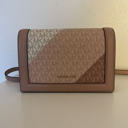Michael Kors Crossover Purse Elegant 3-Toned Pink 