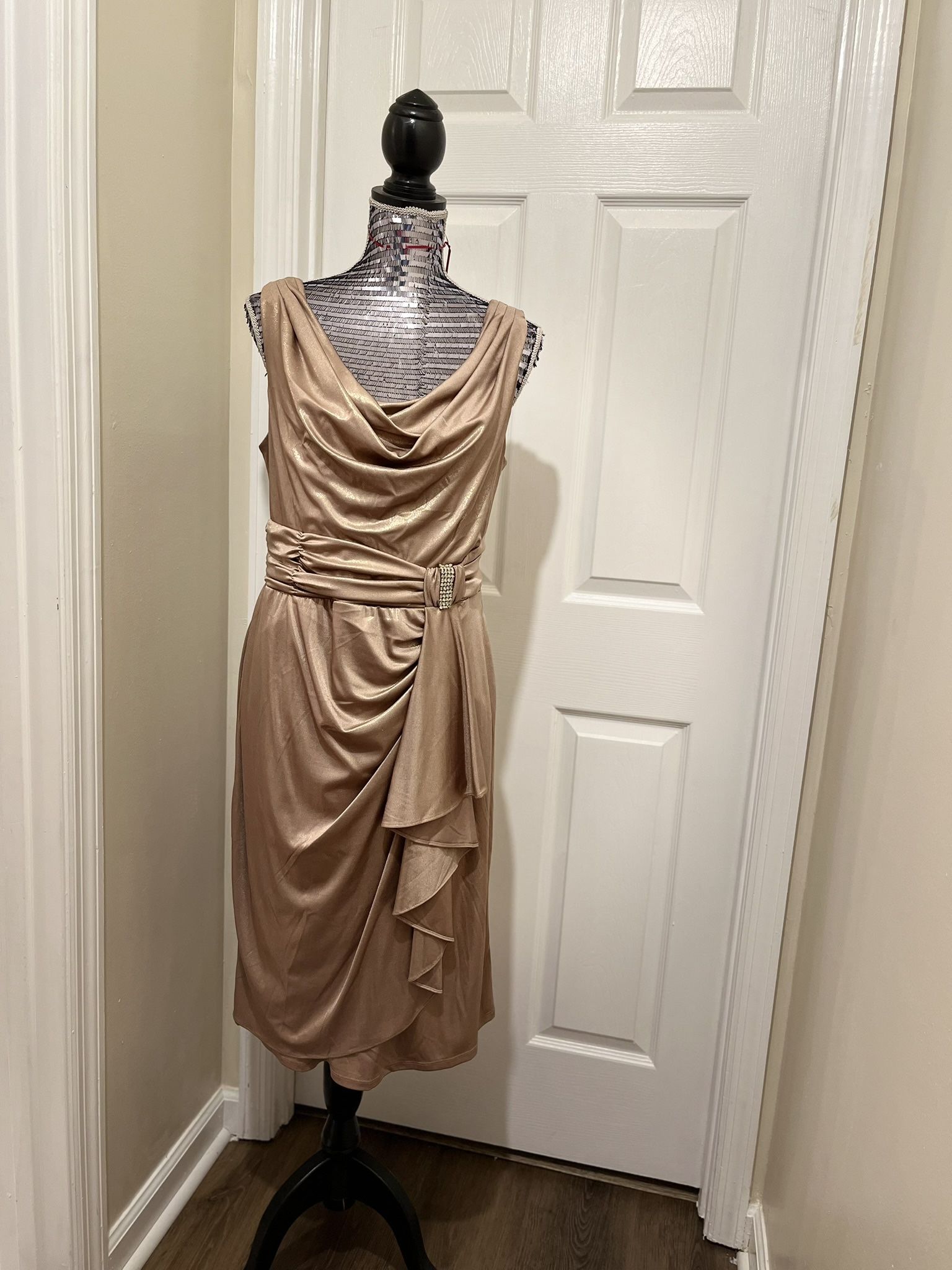 Sparkling Gold Dress Low Cut Front n Back