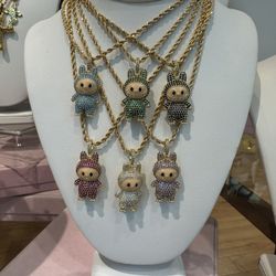 Gold Filled Labubu Necklaces Non Tarnish 