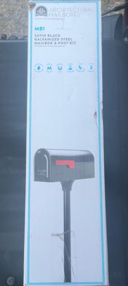 Architectural mailboxes MB1 Black, Medium, Steel, Post Mount Mailbox and 2 in. In-Ground Post Kit
