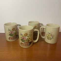 Vintage70’s  Otagiri Japan Duck Floral Mug Coffee Cup Stoneware RARE (4 Available)