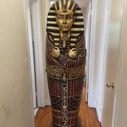 Egyptian King Tut Life size Sarcophagus Statue Book Shelf