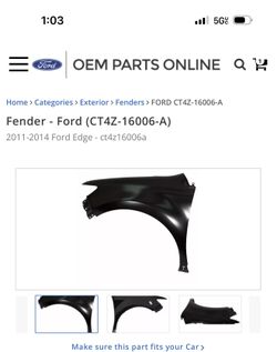 New Fender 2011-2014 Ford Edge OEM