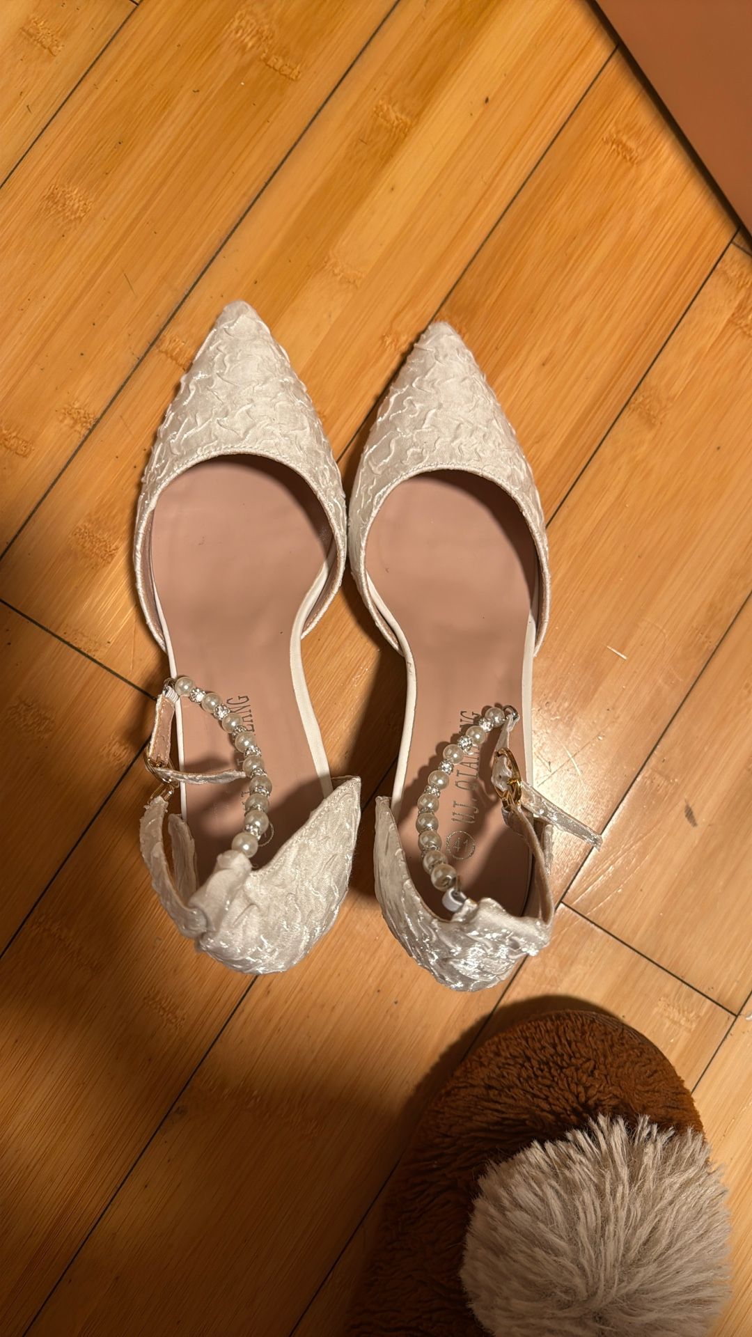 Beautiful Wedding Shoes With Pearl Straps