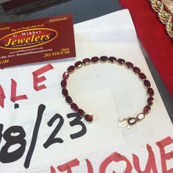 14 Kt ,genuine Garnet Tennis Bracelet 