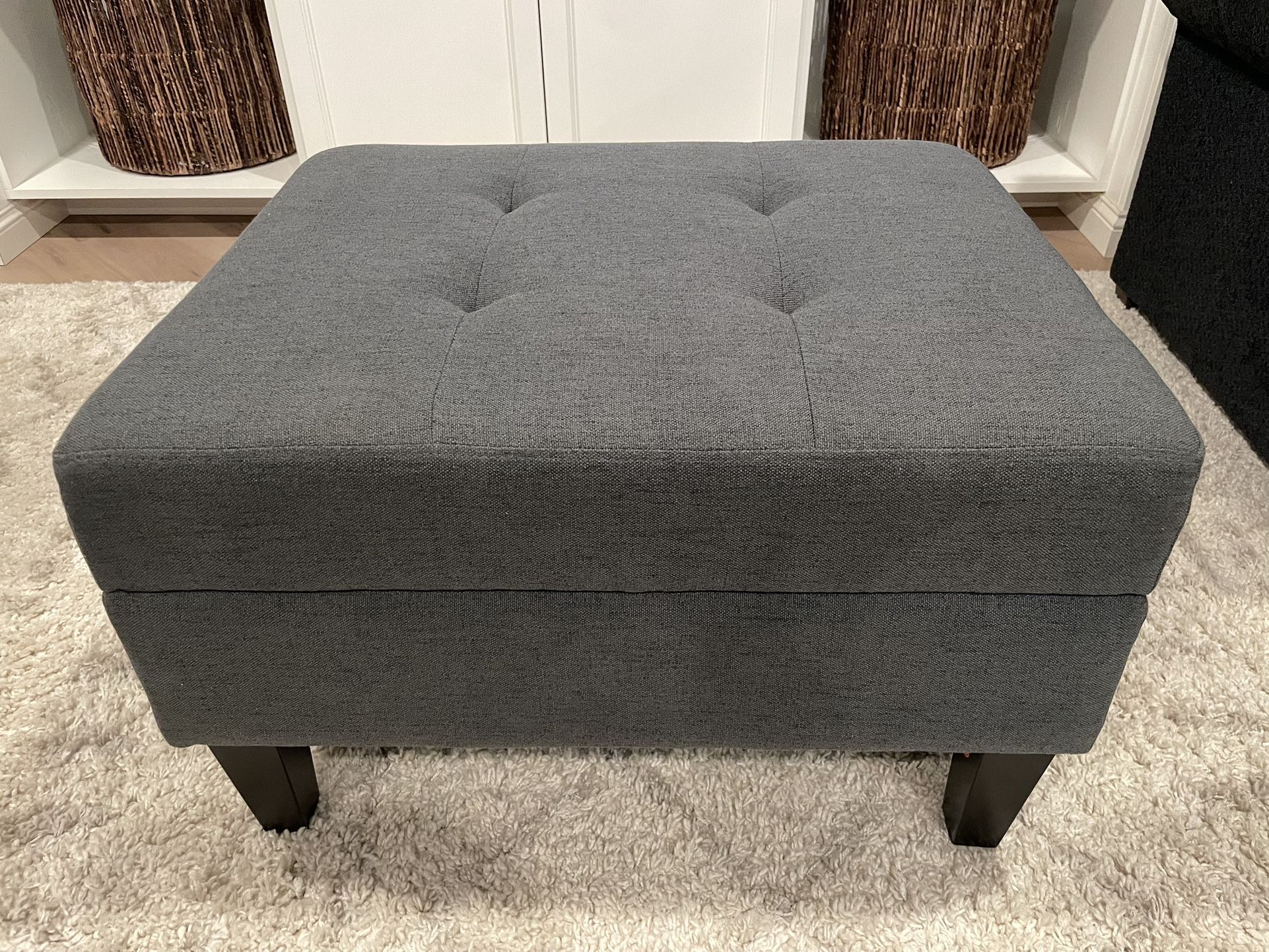 Dark Gray Storage Ottoman